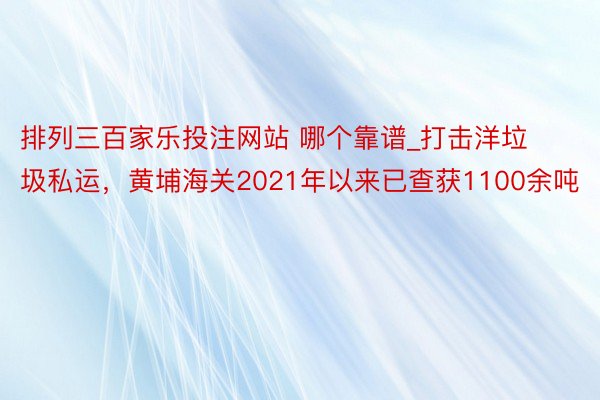 排列三百家乐投注网站 哪个靠谱_打击洋垃圾私运，黄埔海关2021年以来已查获1100余吨