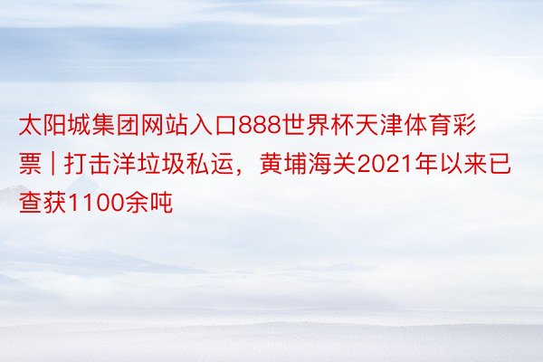 太阳城集团网站入口888世界杯天津体育彩票 | 打击洋垃圾私运，黄埔海关2021年以来已查获1100余吨