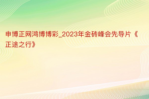 申博正网鸿博博彩_2023年金砖峰会先导片《正途之行》