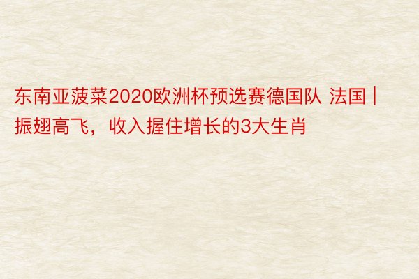 东南亚菠菜2020欧洲杯预选赛德国队 法国 | 振翅高飞，收入握住增长的3大生肖