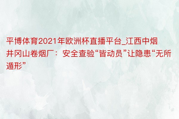 平博体育2021年欧洲杯直播平台_江西中烟井冈山卷烟厂:安全查验“皆动员”让隐患“无所遁形”